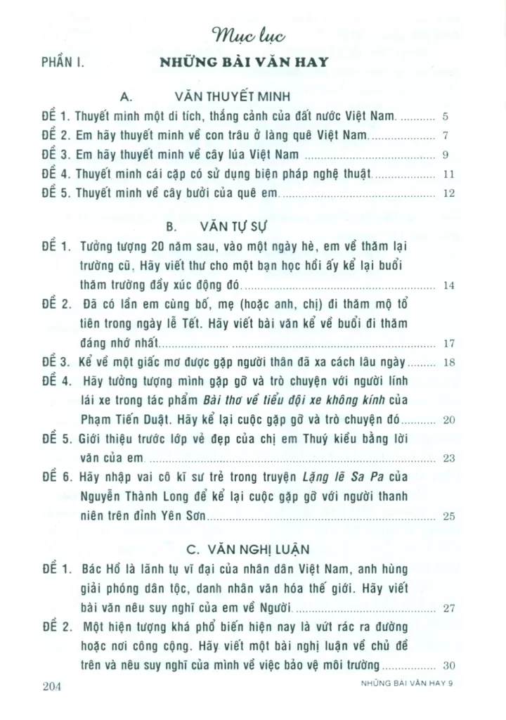 NHỮNG BÀI VĂN HAY LỚP 9 (Biên soạn theo chương trình GDPT mới)